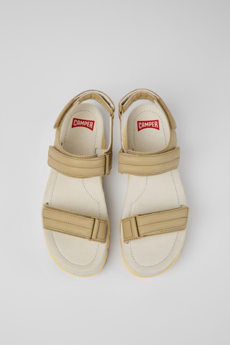 Design Oruga Up Beige Leather Sandals For Women Camper AU