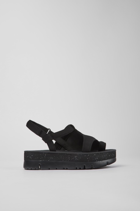 Camper AU Oruga Up Black Textile Sandals For Women New Arrivals