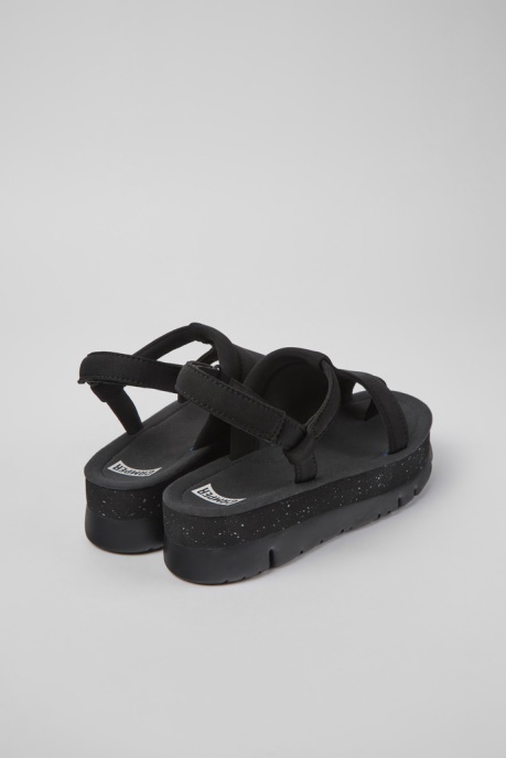 Camper AU Oruga Up Black Textile Sandals For Women New Arrivals