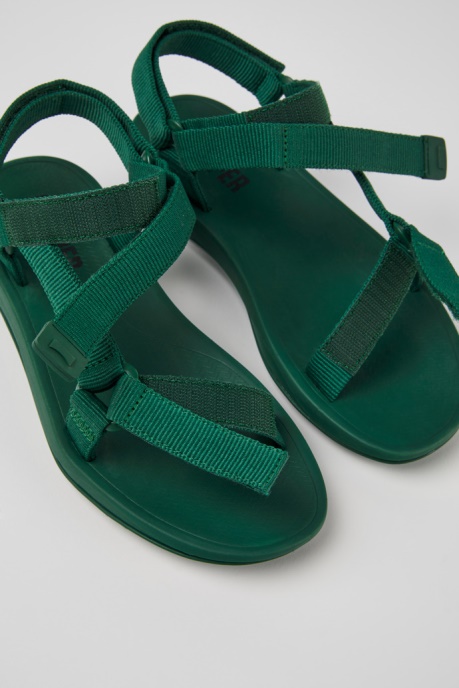 Design Match Green Textile Sandals For Women Camper AU