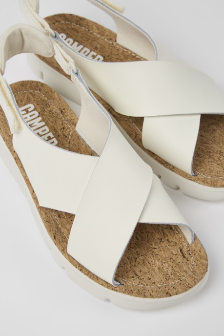 Oruga White Leather And Textile Sandals For Women Exclusive Camper AU