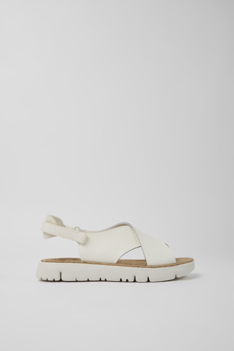 Oruga White Leather And Textile Sandals For Women Exclusive Camper AU