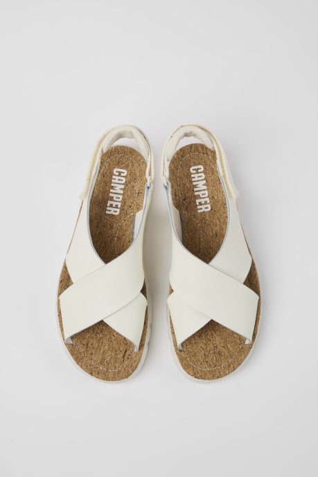 Oruga White Leather And Textile Sandals For Women Exclusive Camper AU