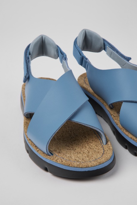 Design Oruga Blue Leather And Textile Sandals For Women Camper AU