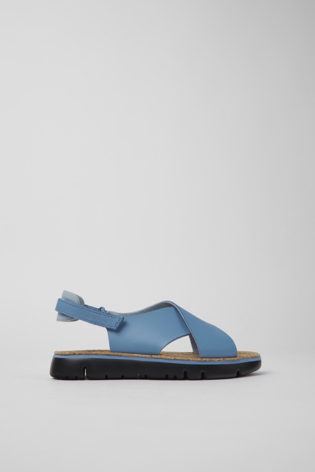 Design Oruga Blue Leather And Textile Sandals For Women Camper AU