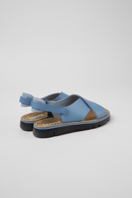 Design Oruga Blue Leather And Textile Sandals For Women Camper AU