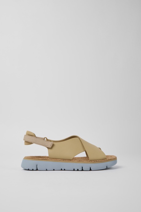Oruga Beige Leather And Textile Sandals For Women Exclusive Camper AU