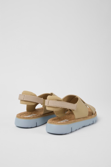 Oruga Beige Leather And Textile Sandals For Women Exclusive Camper AU