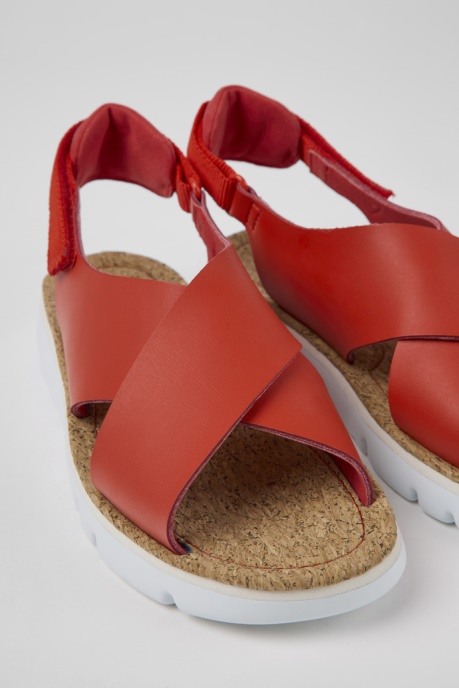 Exclusive Camper AU Oruga Red Leather And Textile Sandals For Women
