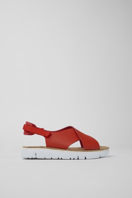 Exclusive Camper AU Oruga Red Leather And Textile Sandals For Women