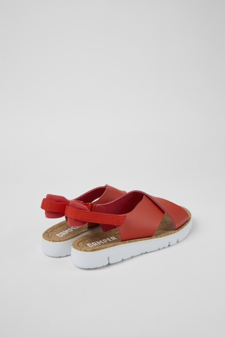 Exclusive Camper AU Oruga Red Leather And Textile Sandals For Women
