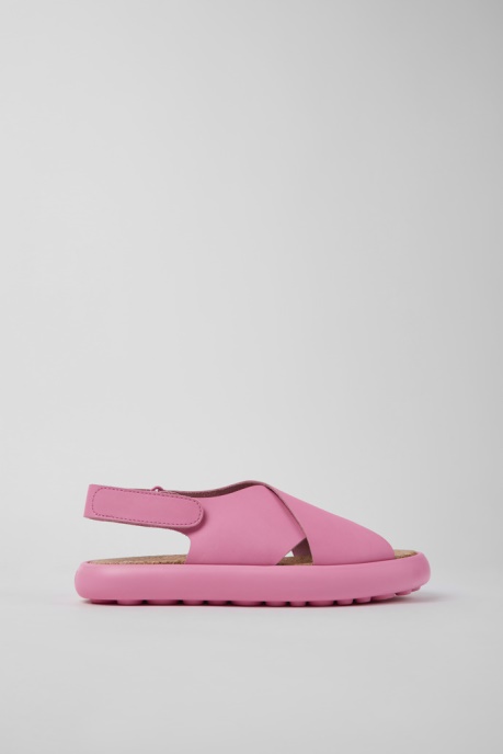 Design Pelotas Flota Pink Leather Sandals For Women Camper AU