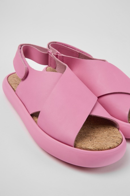 Design Pelotas Flota Pink Leather Sandals For Women Camper AU