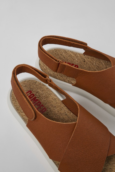 Exclusive Camper AU Pelotas Flota Brown And White Leather Sandals For Women