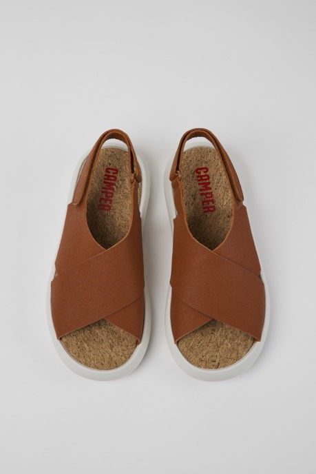 Exclusive Camper AU Pelotas Flota Brown And White Leather Sandals For Women