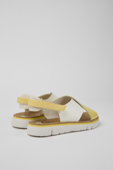 Camper AU Twins White And Yellow Leather And Textile Sandals For Women New Arrivals