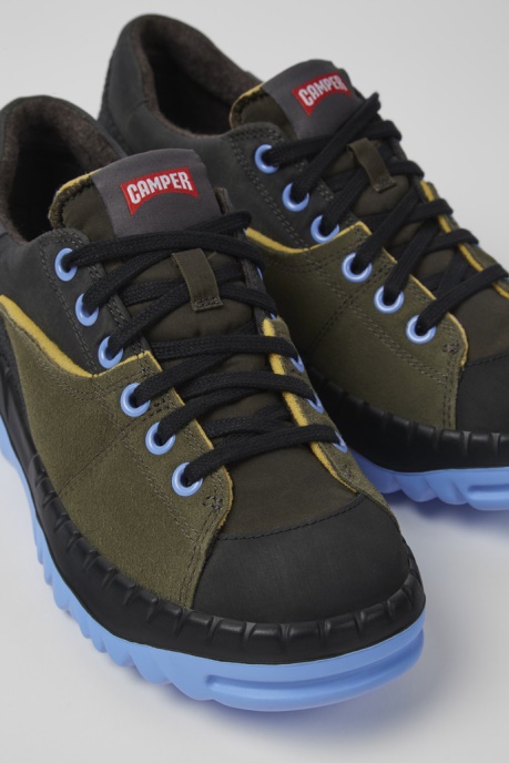 Design Teix Green And Gray Recycled Textile Shoes For Women Camper AU