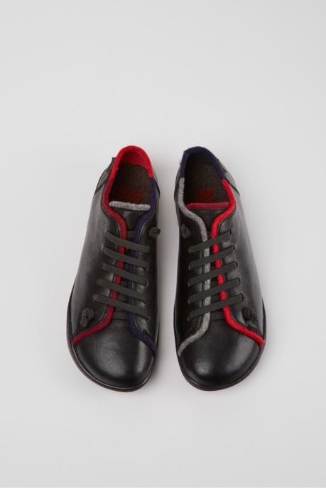 Twins Black Leather And Wool Shoes For Women Camper AU New Arrivals