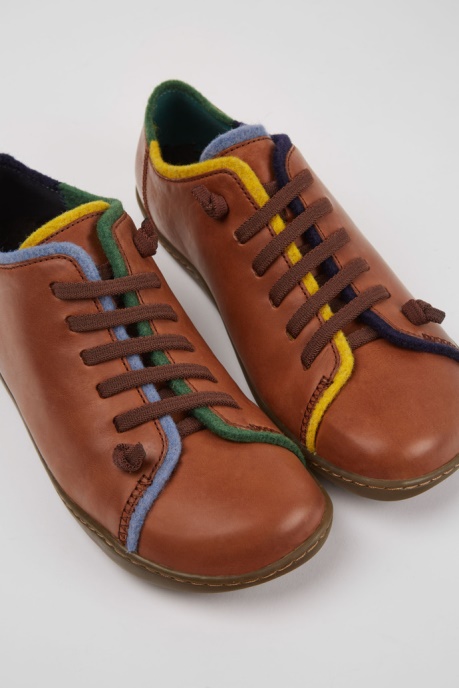 Camper AU Design Twins Brown And Blue Leather Shoes For Women