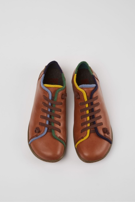 Camper AU Design Twins Brown And Blue Leather Shoes For Women