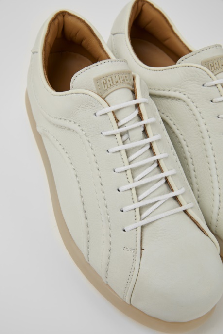 Camper AU Pelotas White Non-Dyed Leather Sneakers For Women New Arrivals