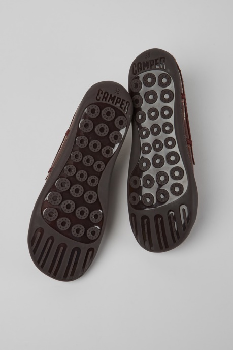 Camper AU Design Twins Burgundy Leather Shoes For Women