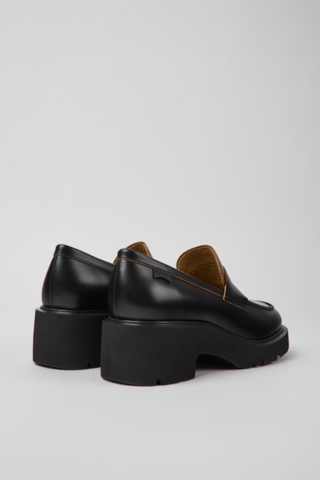 Design Milah Black Leather Loafers For Women Camper AU
