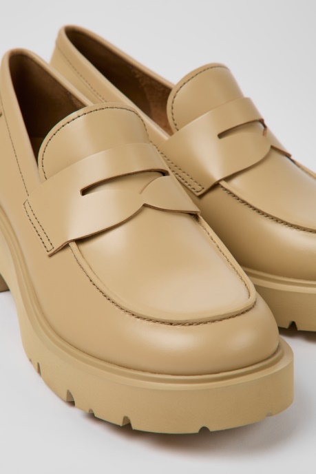 Camper AU Milah Beige Leather Loafers For Women New Arrivals