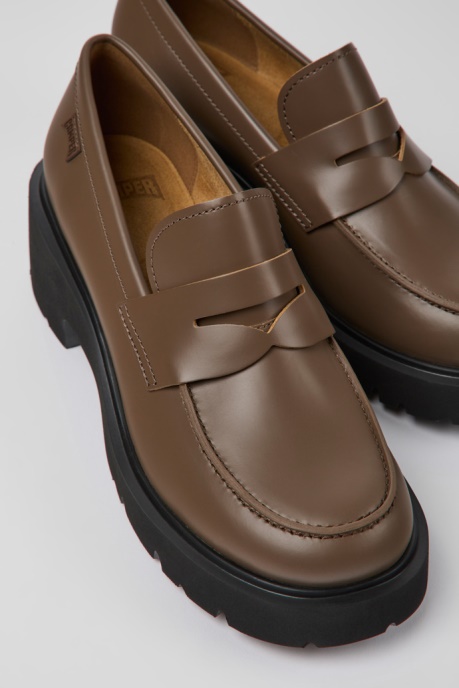 Camper AU Milah Brown Leather Loafers For Women New Arrivals