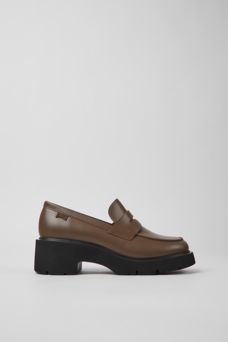 Camper AU Milah Brown Leather Loafers For Women New Arrivals