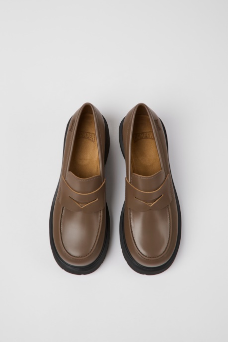 Camper AU Milah Brown Leather Loafers For Women New Arrivals
