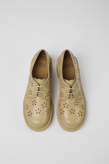 Design Milah Beige Leather Shoes For Women Camper AU