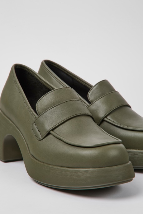 Camper AU Thelma Green Leather Shoes For Women New Arrivals