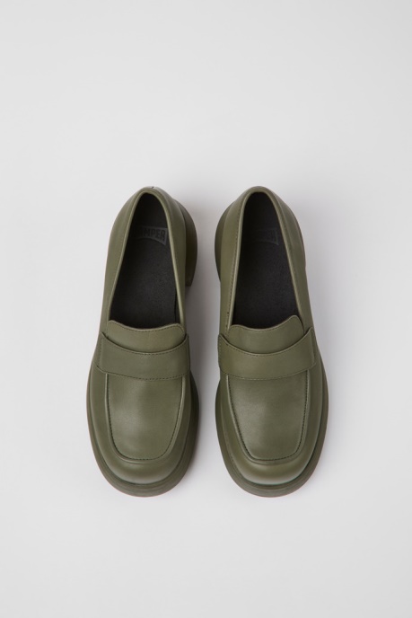 Camper AU Thelma Green Leather Shoes For Women New Arrivals