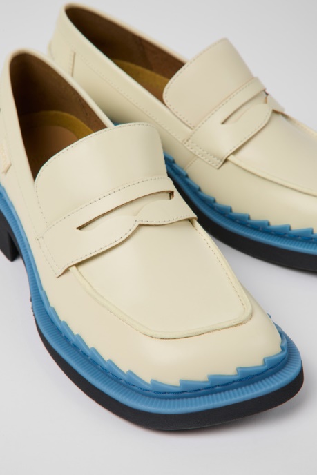 Design Taylor White And Blue Leather Loafers For Women Camper AU