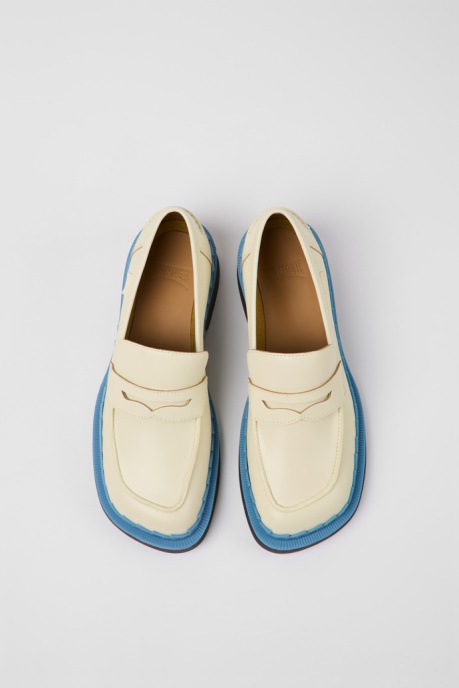 Design Taylor White And Blue Leather Loafers For Women Camper AU