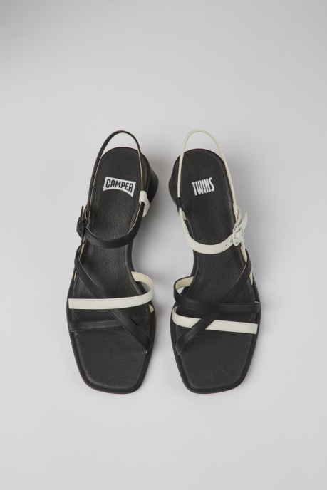 Exclusive Camper AU Twins Black And White Leather Sandals For Women