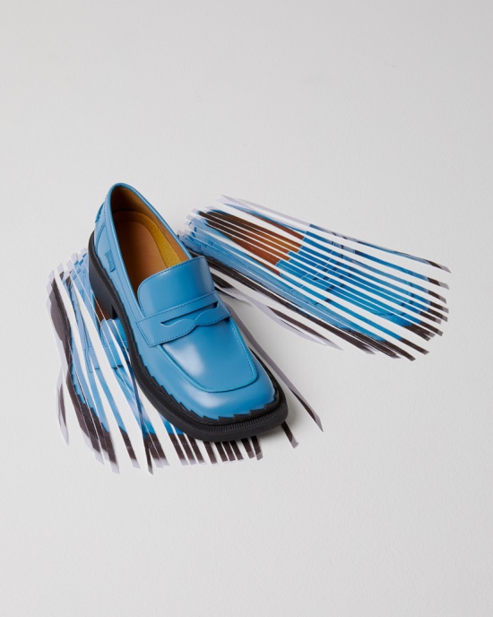 Taylor Blue Leather Loafers For Women Exclusive Camper AU