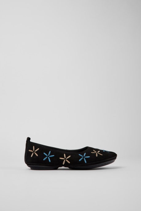 Camper AU Design Twins Black Nubuck Ballerinas For Women