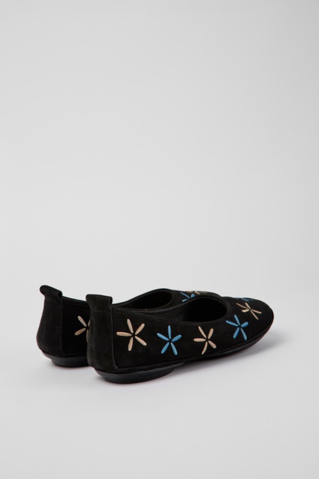 Camper AU Design Twins Black Nubuck Ballerinas For Women