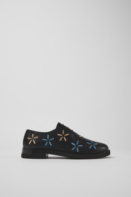 Camper AU Twins Black Leather Shoes For Women New Arrivals