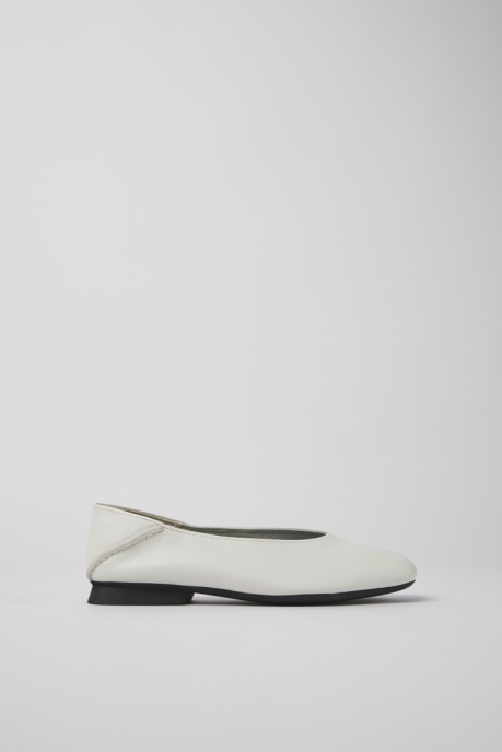 Camper AU Design Casi Myra White Leather Ballerinas For Women