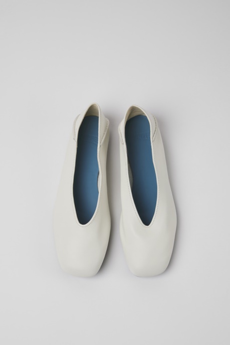 Camper AU Design Casi Myra White Leather Ballerinas For Women