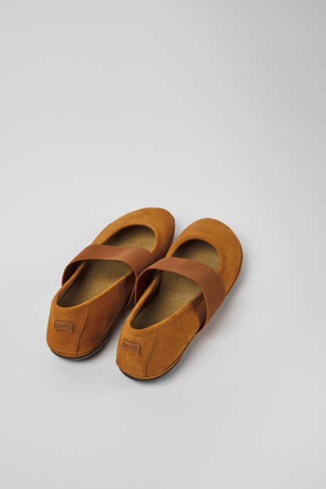 Design Right Brown Nubuck Ballerinas For Women Camper AU