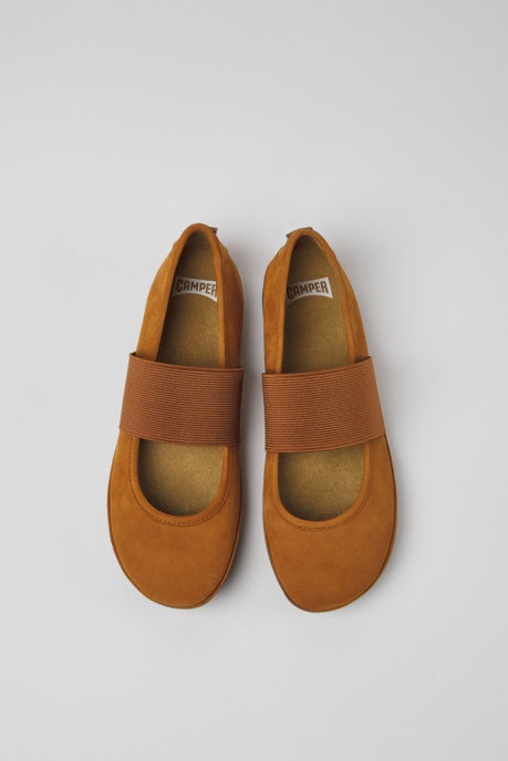 Design Right Brown Nubuck Ballerinas For Women Camper AU