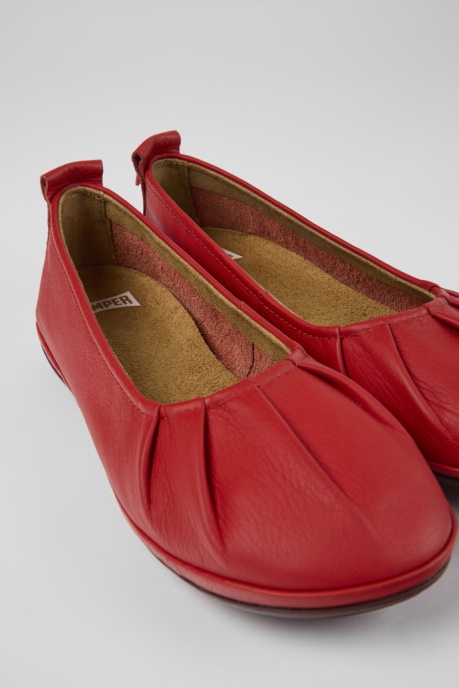 Camper AU Right Red Leather Ballerinas For Women New Arrivals