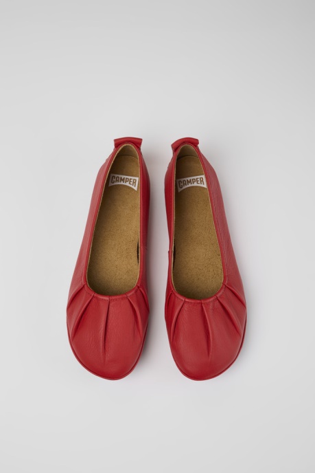 Camper AU Right Red Leather Ballerinas For Women New Arrivals
