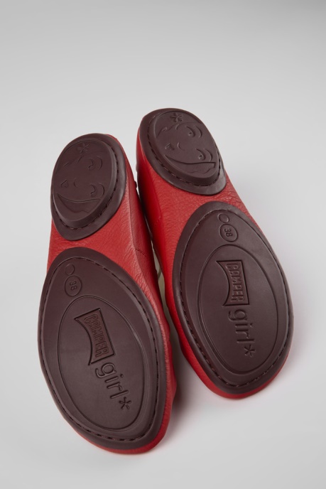 Camper AU Right Red Leather Ballerinas For Women New Arrivals
