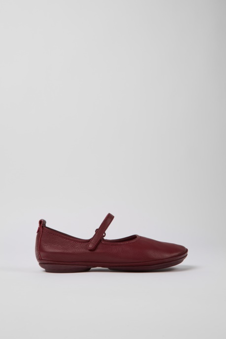 Exclusive Camper AU Right Burgundy Leather Ballerina Flats For Women