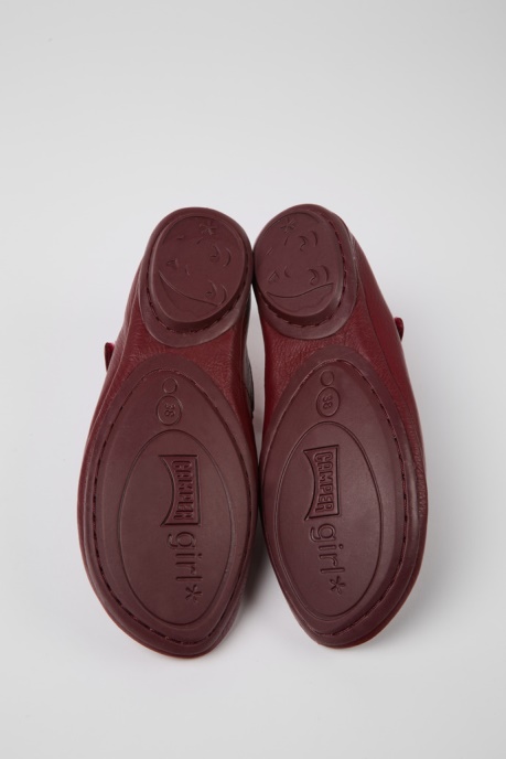 Exclusive Camper AU Right Burgundy Leather Ballerina Flats For Women